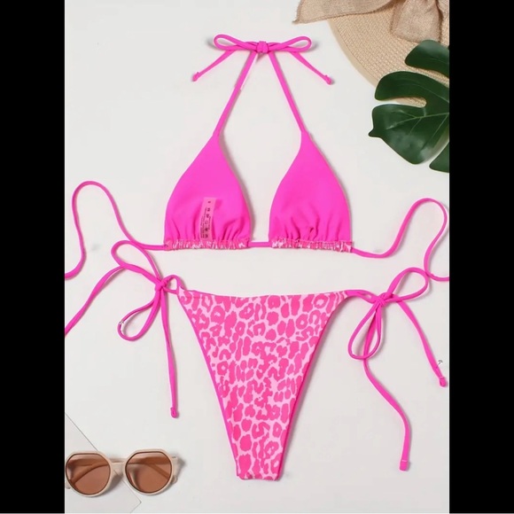 Pink Leopard, Halter, Bikini Set - Picture 5 of 8